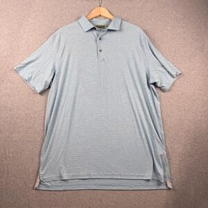Tasc Polo Shirt Mens XL Blue Striped Performance Stretch Golf Lightweight Casual